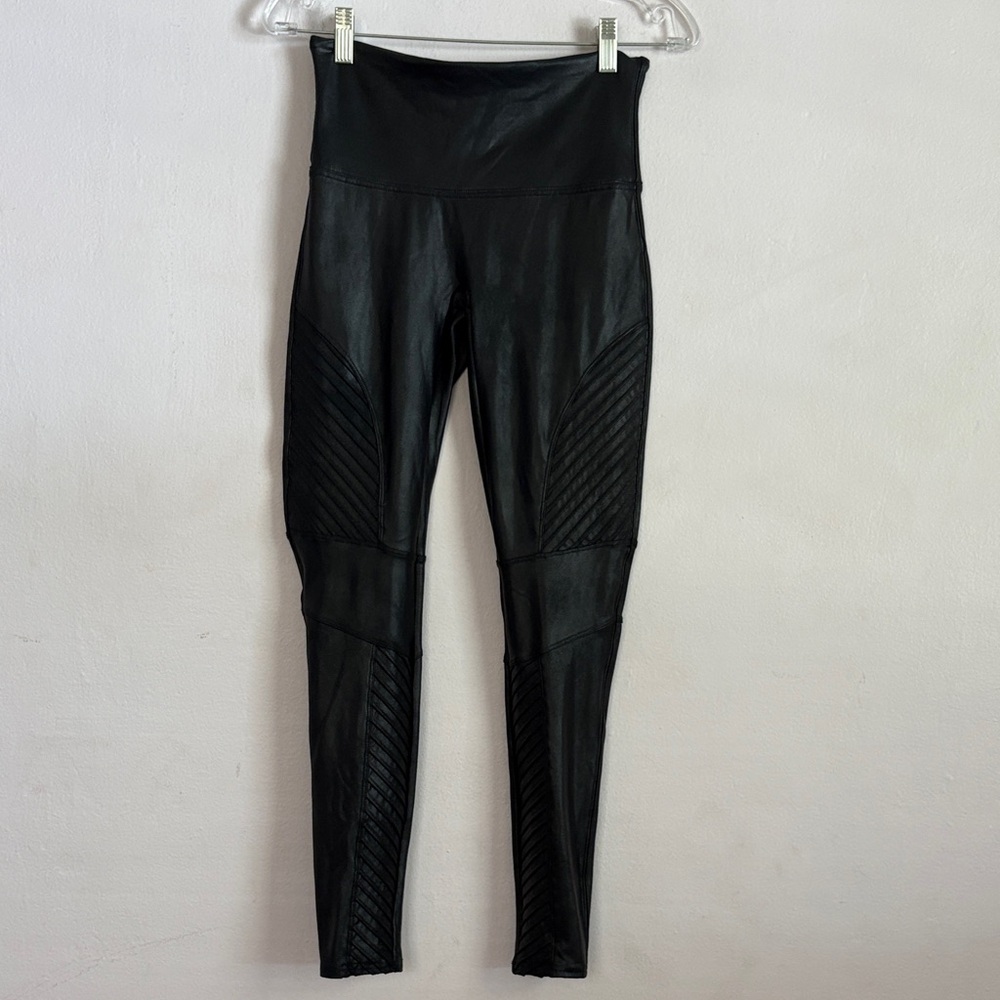 SPANX Black Moto-Panel Faux Leather Leggings